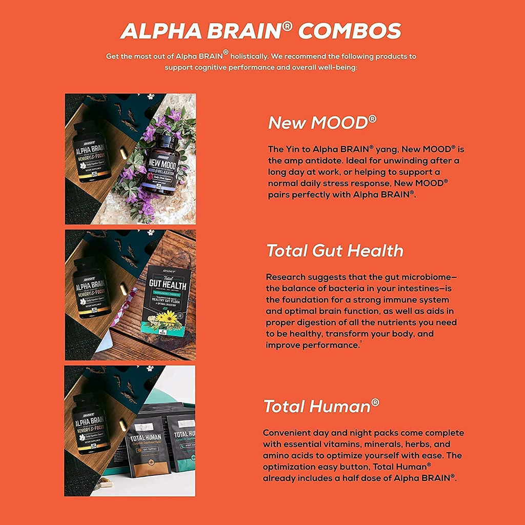 Onnit Alpha Brain Premium Nootropic Brain Supplement, 90 Count, for Men & Women - Caffeine-Free Focus Capsules for Concentration, Brain & Memory Support - Brain Booster Cat'S Claw, Bacopa, Oat Straw