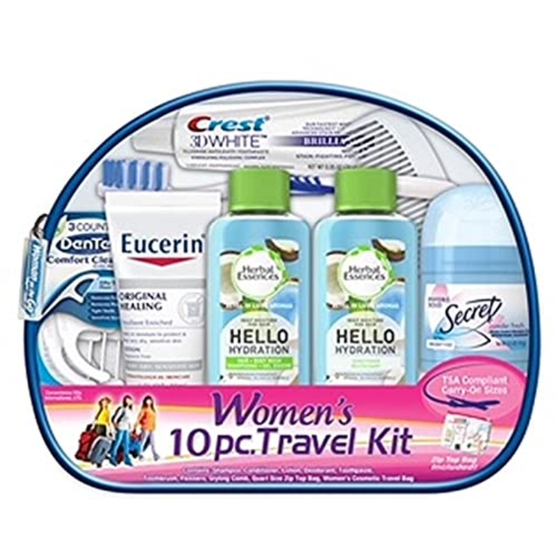 Convenience Kits International Women'S Deluxe 10 Piece Kit with Travel Size TSA Compliant Essentials Featuring: Pantene Hair Products in Reusable Toiletry Zippered Bag