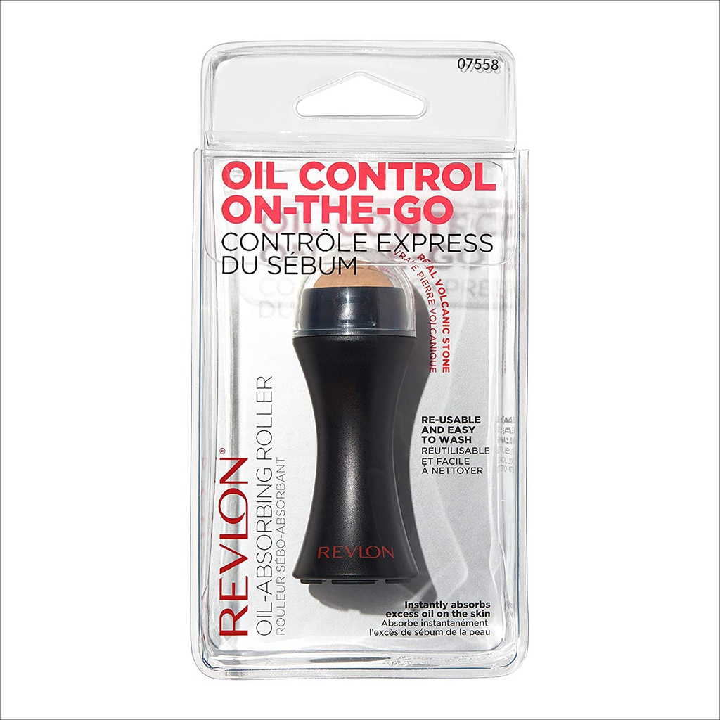 REVLON Oil-Absorbing Volcanic Face Roller, Reusable Facial Skincare Tool for At-Home or On-The-Go Mini Massage