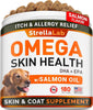 Fish Oil Omega 3 Treats for Dogs - Allergy and Itch Relief - Skin and Coat Supplement - Joint Health - Wild Alaskan Salmon Oil - Shedding, Itchy Skin Relief - Omega 3 6 9 - EPA & DHA - 180 Treats