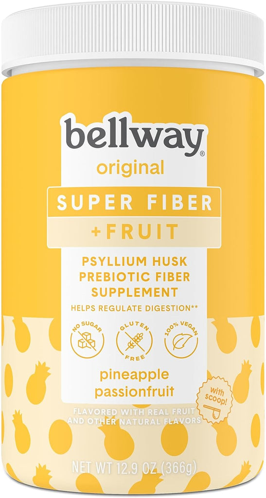 Professional Title: "Bellway Super Fiber Powder + Fruit - Sugar-Free Psyllium Husk Fiber Supplement Powder, Raspberry Lemon Flavor, 13.8 Oz"