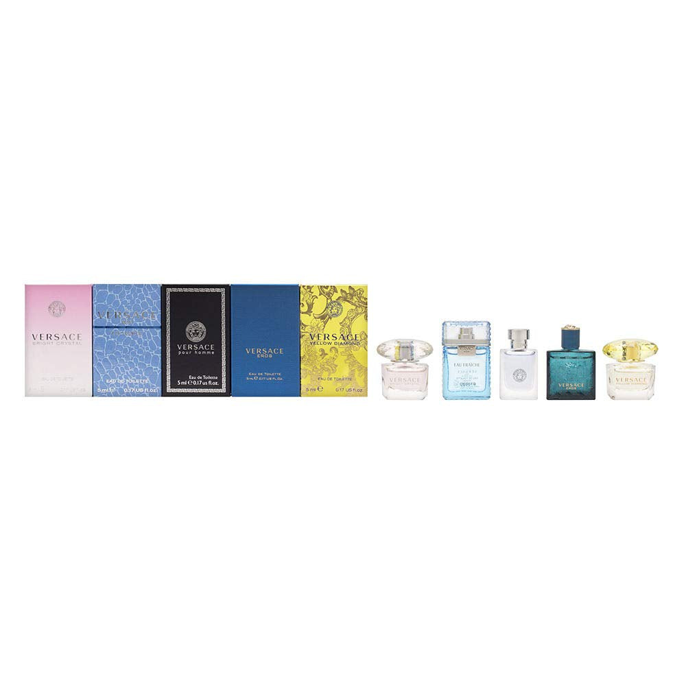 "Versace Miniatures Collection: A Luxurious 5-Piece Mini Gift Set for Unisex"