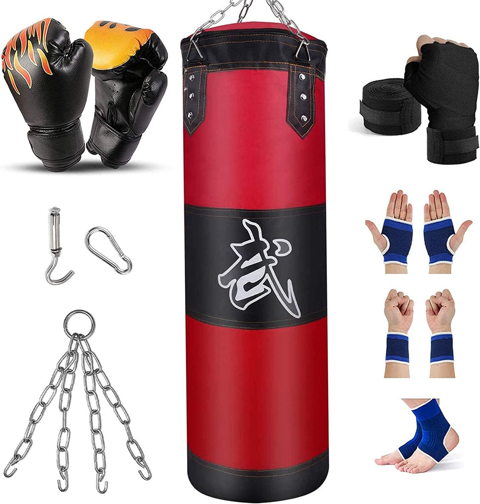 Prorobust Heavy Punching Bag for Adults Youths Kids - Indoor/Garden Boxing Bag Unfilled Boxing Bag Set with Punching Gloves, Wraps, Chain, Ceiling Hook for MMA, Kickboxing, Muay Thai, Karate, Taekwondo