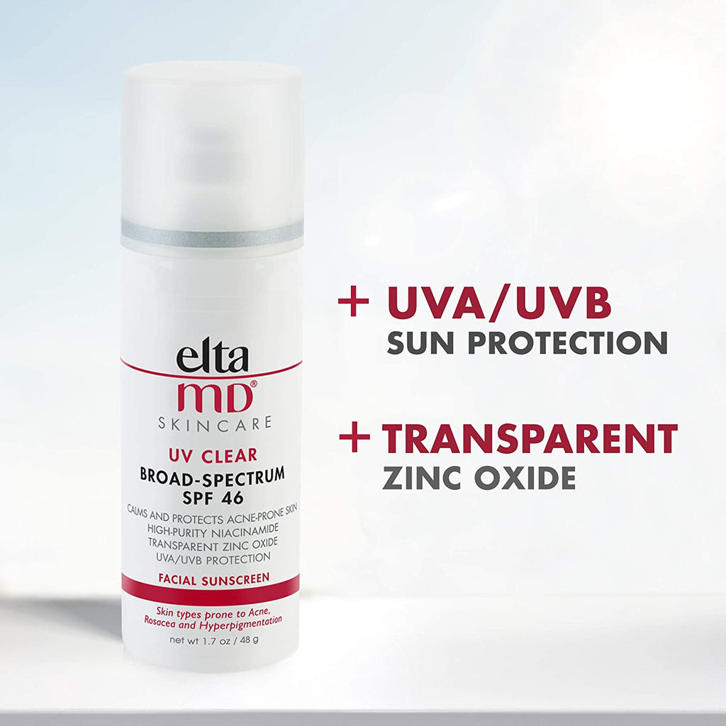 Eltamd UV Clear SPF 46 Face Sunscreen, Broad Spectrum Sunscreen for Sensitive Skin and Acne-Prone Skin, Oil-Free Mineral-Based Sunscreen Lotion with Zinc Oxide, 1.7 Oz Pump