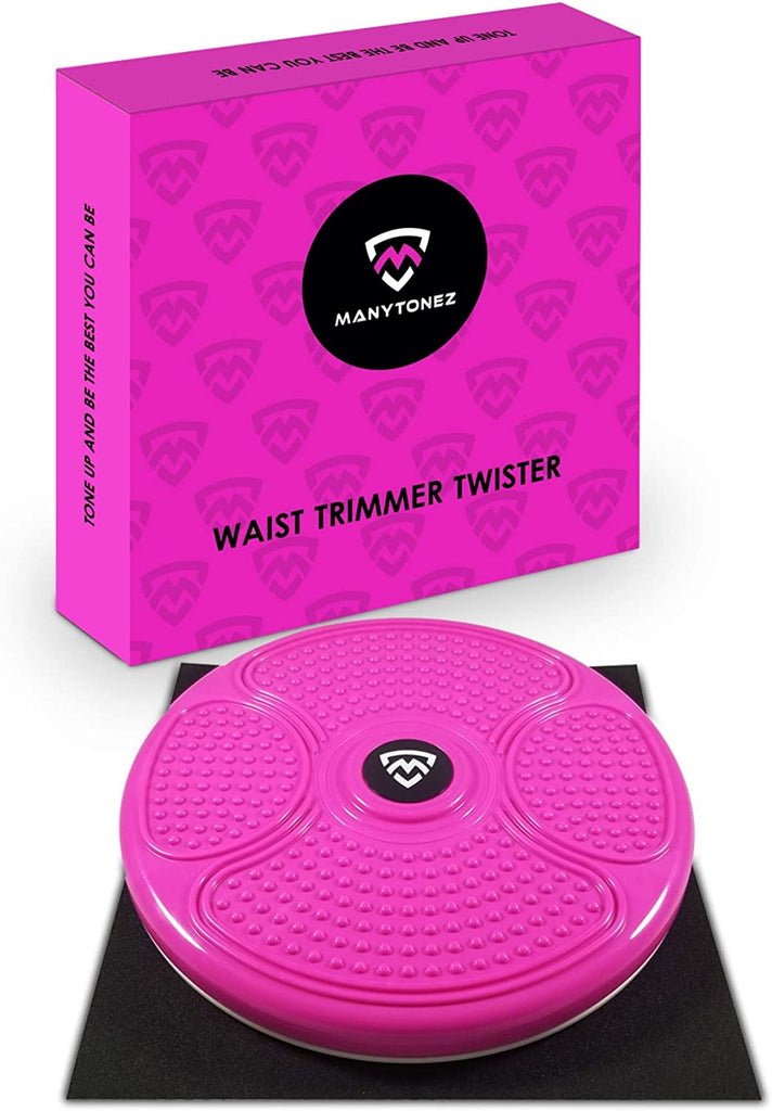 MANYTONEZ Ab Stomach Waist Trainer Twist Board Machine - Large 14 Inch Abdominal Exercise Equipment Disc with Workout Floor Mat - for Slimming and Strengthening Abs Core at Home, Office