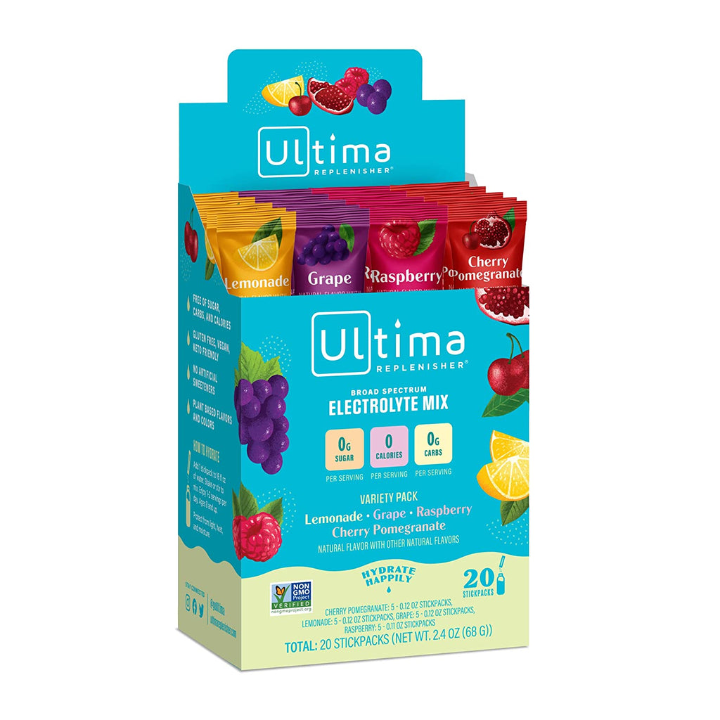 Ultima Replenisher Hydration Electrolyte Packets- 20 Count- Keto & Sugar Free- on the Go Convenience- Feel Replenished, Revitalized- Non-Gmo & Vegan Electrolyte Drink Mix- Blue Raspberry​ - Free & Fast Delivery