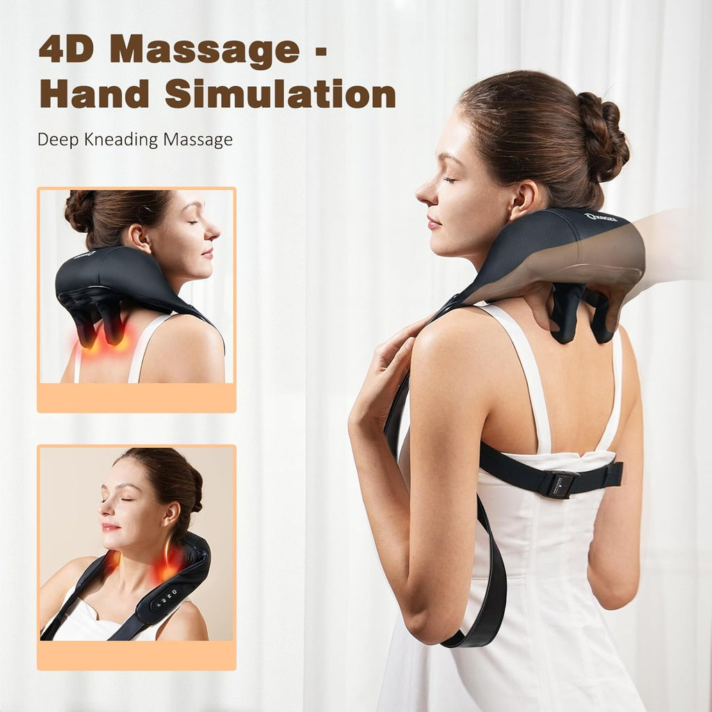 Shiatsu Back and Neck Kneading Shoulder Massager w/ Heat Straps