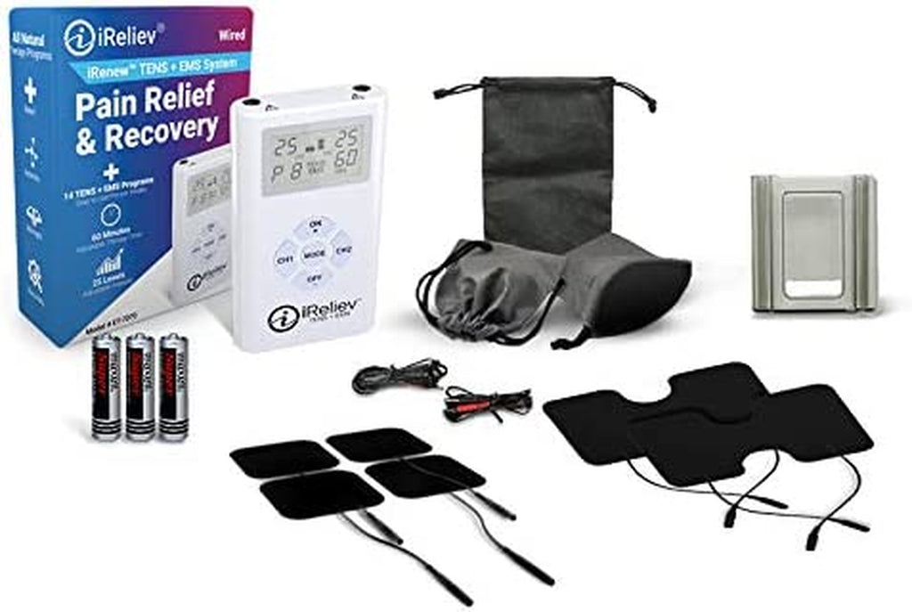 TENS Unit and EMS Muscle Stimulator Combination for Pain Relief, Arthrits and Muscle Recovery - Treats Tired and Sore Muscles in Your Shoulders, Back, Ab'S, Legs, Knee'S and More