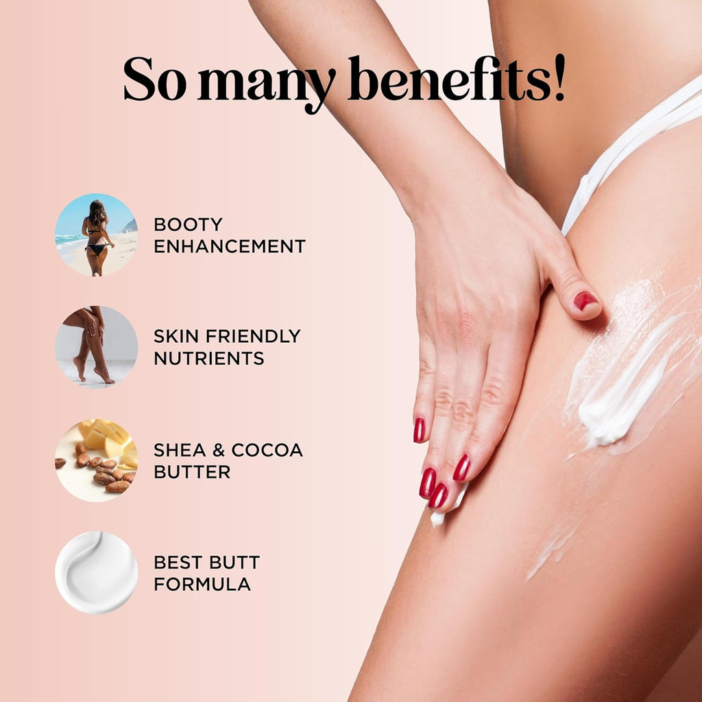 Deeply Moisturizing Butt Enhancement Cream - Firming & Nourishing with Cocoa Butter, Shea, Vitamin E & Coconut Oil (4 Fl Oz)