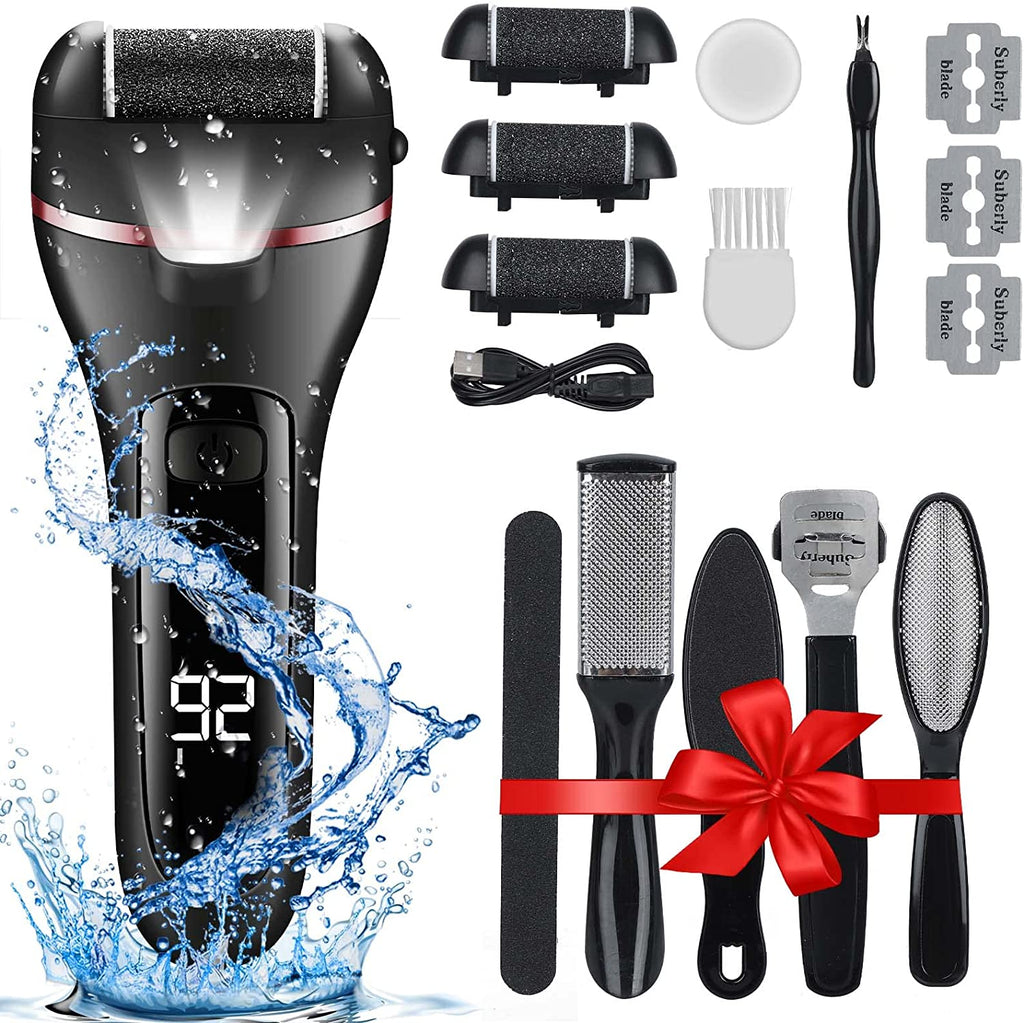 "Zikillya® 16-in-1 Electric Foot Callus Remover Kit - Ultimate Foot Spa Experience with Waterproof Scrubber, 3 Roller Heads, and 2-Speed Power Tools for Silky Smooth Feet, Hands, and Heels"