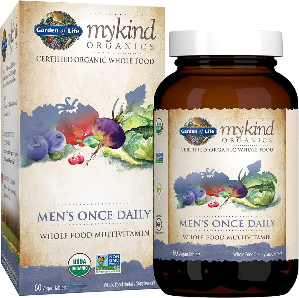 Garden of Life Multivitamin for Men - Mykind Organic Men'S Once Daily Whole Food Vitamin Supplement Tablets, Vegan, 60 Count - Free & Fast Delivery