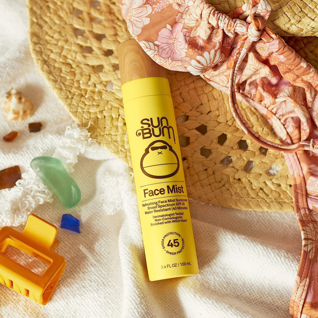 Sun Bum Original SPF 45 Sunscreen Face Mist | Vegan and Hawaii 104 Reef Act Compliant (Octinoxate & Oxybenzone Free) Broad Spectrum Moisturizing UVA/UVB Sunscreen with Witch Hazel | 3.4 Oz