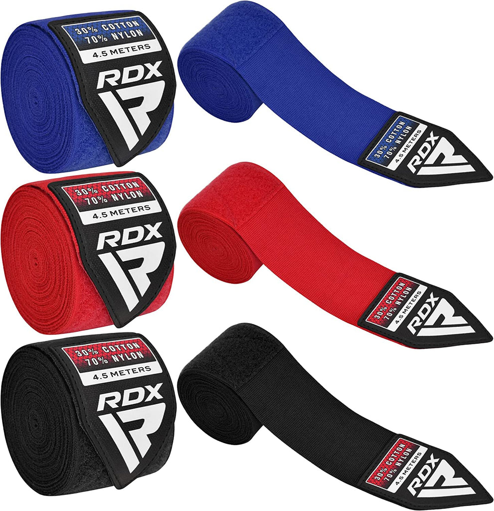 RDX Boxing Hand Wraps Inner Gloves, 180 Inch 4.5M Elasticated Thumb Loop Bandages, Mexican Style under Mitts Wrist Wrap Protection Muay Thai MMA Kickboxing Martial Arts Punching Bag Training Men Women