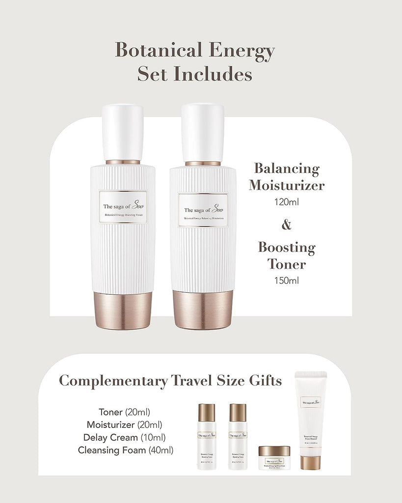 "Revitalize Your Skin with Sooryehan's Botanical Energy - Korean Skincare Gift Set, featuring Toner, Moisturizer, Cream, and Cleanser (360 Ml / 12.17 Fl Oz) - Perfect Christmas Gift!"