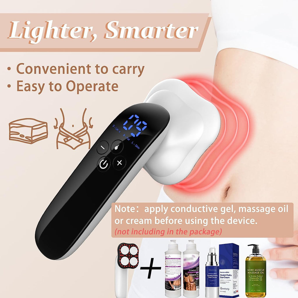 CXGRISE Upgraded Cellulite Massager 4 in 1 Stretch Marks Remover Body Beauty Machine for Belly Thigh Hip Leg (White)