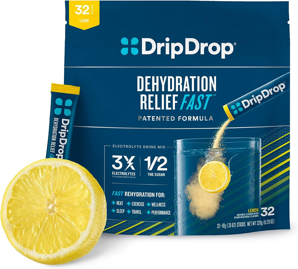 "Dripdrop Hydration - Refreshing Watermelon Electrolyte Powder Packets - Stay Hydrated with 32 Convenient Packs!"