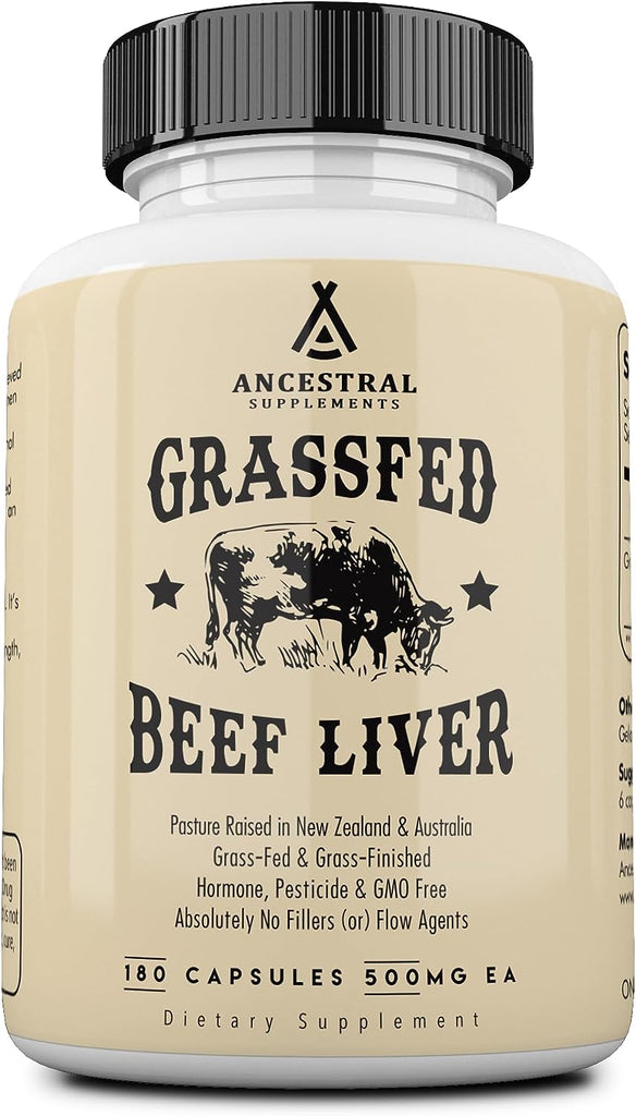 "Boost Your Energy, Detoxify, and Support Overall Well-being with Ancestral Supplements Grass-Fed Beef Liver Capsules! 🌿🐄💪 Non-GMO, Freeze-Dried Liver Health Supplement - 180 Count. Try it now!"