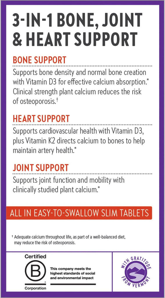 New Chapter Calcium Supplement - Bone Strength Organic Red Marine Algae Calcium - with Vitamin D3+K2 + Magnesium, 70+ Trace Minerals for Bone Health, Gluten Free, Easy to Swallow - 180 Slim Tablets