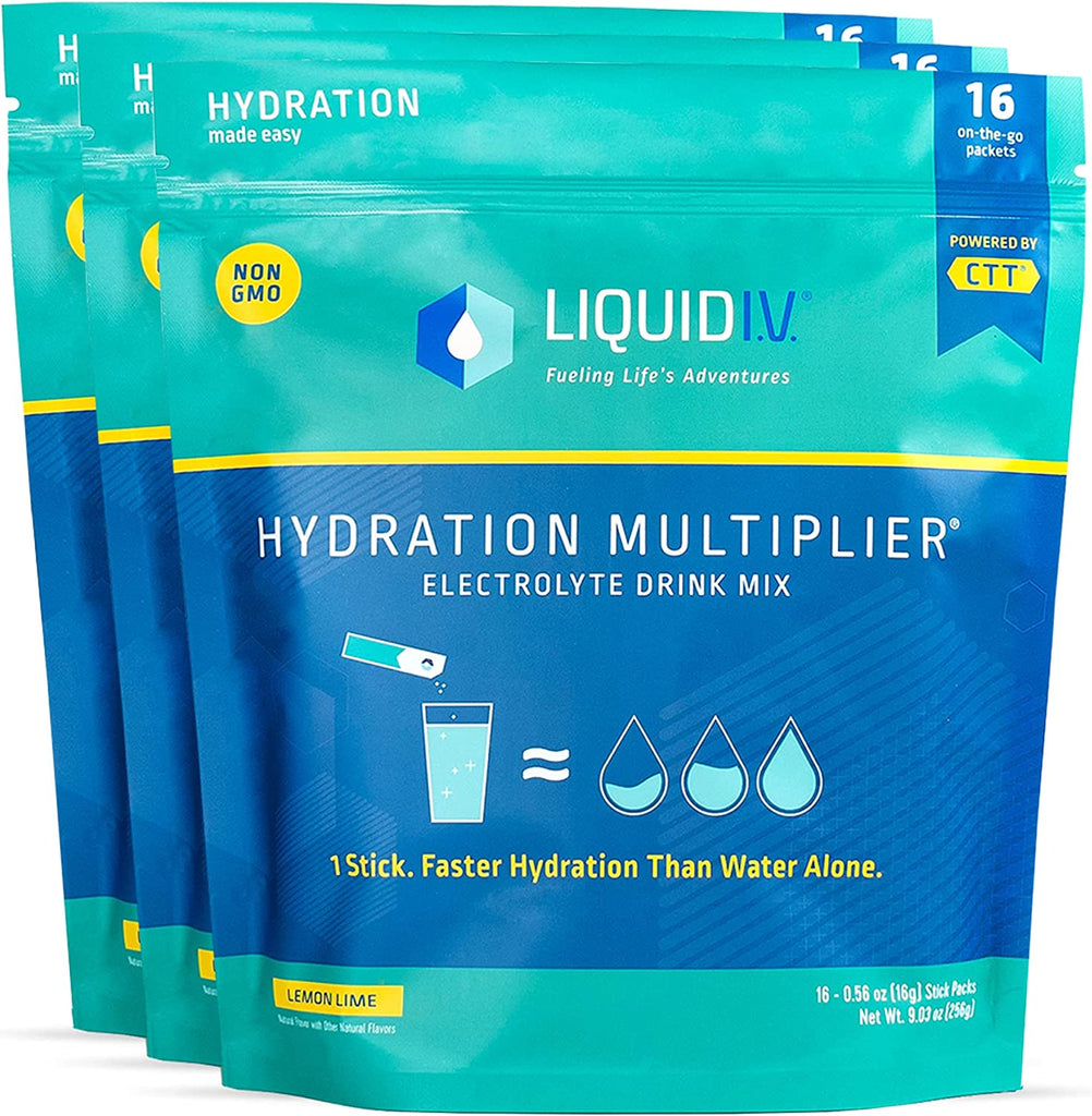Liquid I.V. Hydration Multiplier - Lemon Lime - Hydration Powder Packets | Electrolyte Drink Mix | Easy Open Single-Serving Stick | Non-Gmo | 16 Sticks