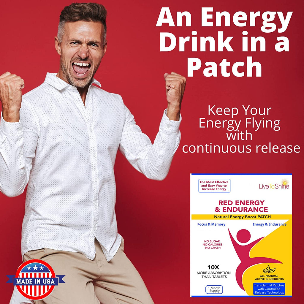 "Boost Your Energy and Stamina with our Red Energy & Endurance Patch - All-Natural and Made in the USA - 30 Patches"