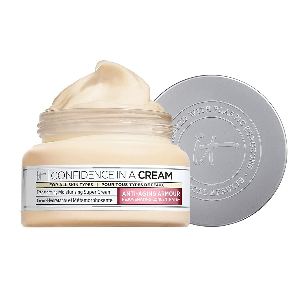 IT Cosmetics Confidence in a Cream anti Aging Face Moisturizer - Improved Formula - Reverses 10 Signs of Aging Skin in 2 Weeks, 48HR Hydration with Hyaluronic Acid, Niacinamide + Peptides