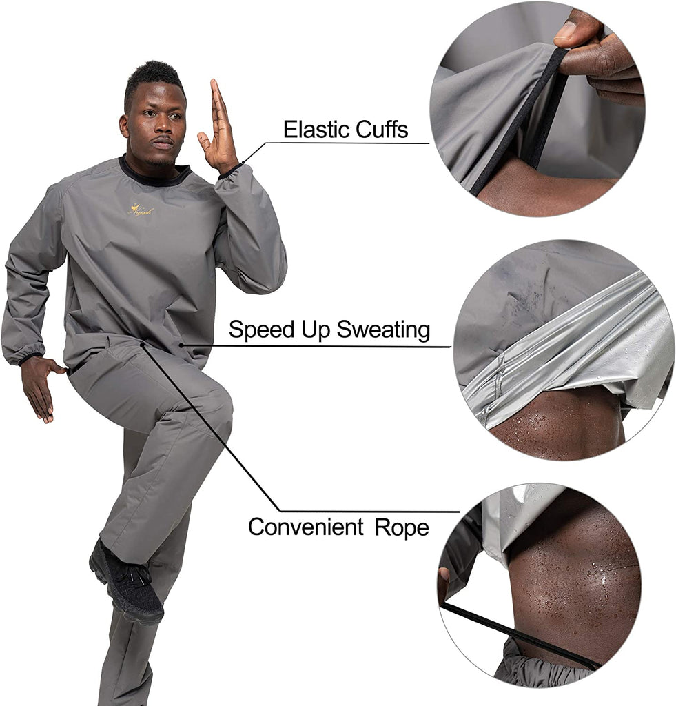 Negash Sauna Suit for Men anti Torn Sweat Sauna Suit Lightweight Waterproof Men Sauna Suit for Boxing Exercise Get Fitness Working Out