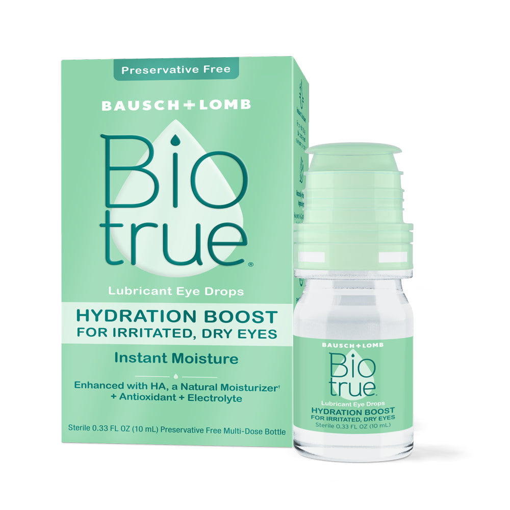 Biotrue® Hydration Boost Eye Drops for Irritated and Dry Eyes from Bausch + Lomb, Preservative Free, Naturally Inspired, Soft Contact Lens Friendly, 0.33 FL OZ (10 Ml)