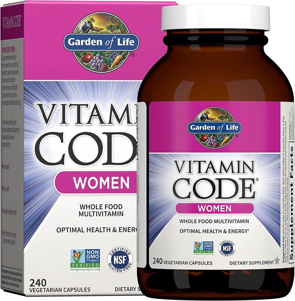 Garden of Life Multivitamin for Women, Vitamin Code Women'S Multi - 120 Capsules, Whole Food Womens Multi, Vitamins, Iron, Folate Not Folic Acid & Probiotics for Womens Energy, Vegetarian Supplements - Free & Fast Delivery