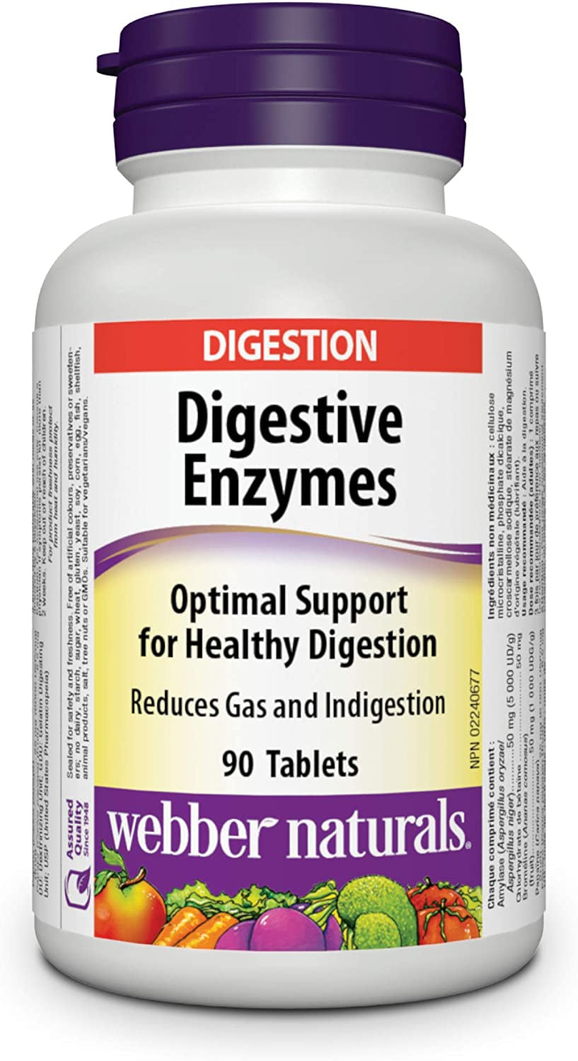 Webber Naturals Digestive Enzymes for Proteins and Carbohydrates, 90 Tablets