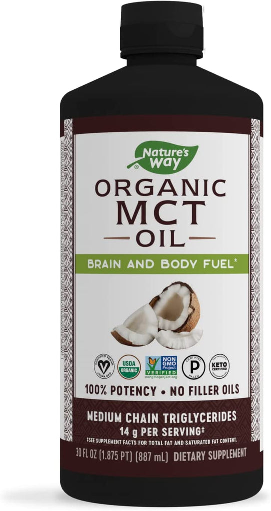 Nature'S Way MCT Oil, Brain and Body Fuel from Coconuts*; Keto and Paleo Certified, Organic, Gluten Free, Non-Gmo Project Verified, 16 Fl. Oz.