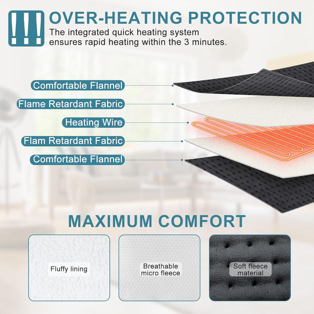 "CozyHeat 2-in-1 Electric Foot Warmer and Heating Pad for Ultimate Comfort and Relaxation, Perfect for Feet, Legs, and Back, Convenient Detachable Design for Versatile Use"