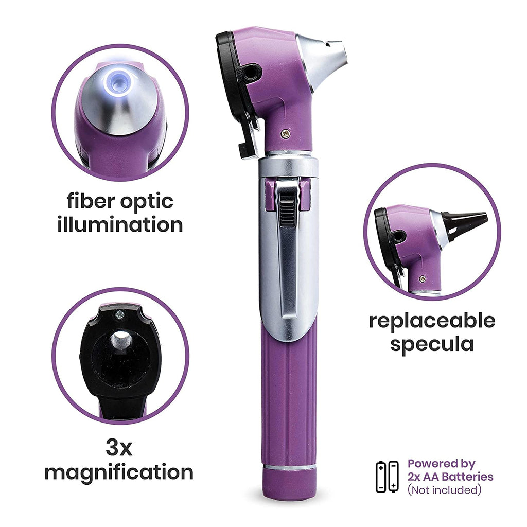Zyrev Zetalife Otoscope - Ear Scope with Light, Ear Infection Detector, Pocket Size, in 10+ Colors! (Purple Color)