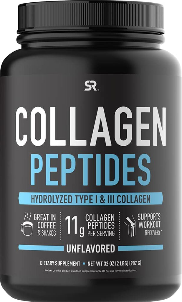 Sports Research Collagen Powder Supplement - Vital for Workout Recovery, Skin, & Nails - Hydrolyzed Protein Peptides - Great Keto Friendly Nutrition for Men & Women - Mix in Drinks (16 Oz) - Free & Fast Delivery
