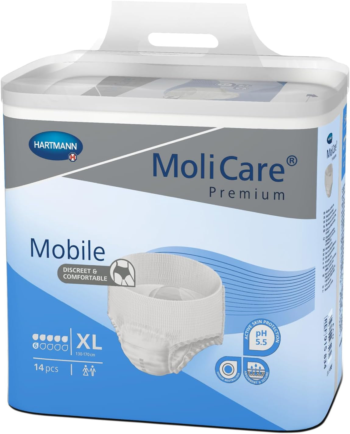 Hartmann-Conco Molicare Mobile Protective Underwear, XL, 2000Ml Absorbency Level, 51" to 67" Hip - Pack of 14