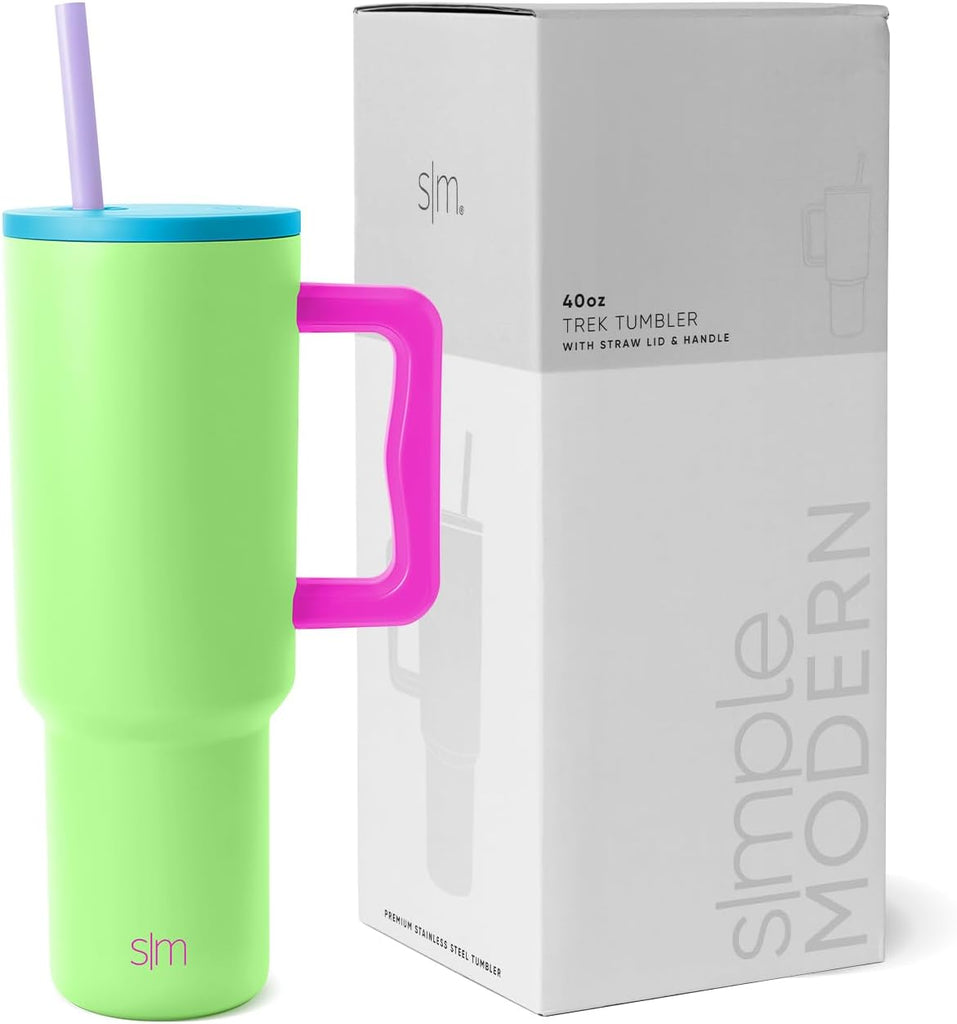 "Stay Hydrated in Style with the Simple Modern 40 Oz Tumbler - Insulated Stainless Steel Cup with Handle, Straw Lid, and Chic Cream Leopard Design - Perfect Gift for Women, Men, and Travel Enthusiasts - Fits in Cupholders!"