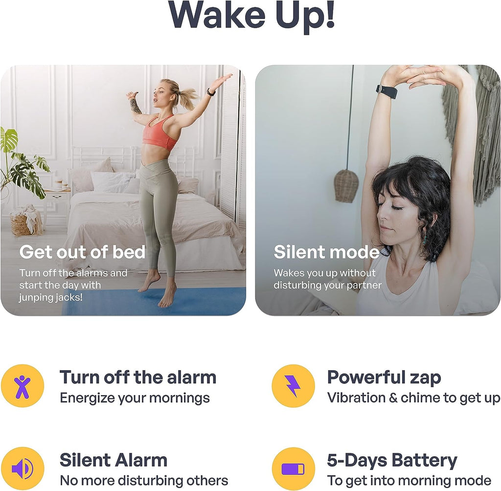 Shock Clock 2 – Silent Alarm Clock Wearable – Best Alarm Clock for Deep Sleepers – Train Your Brain to Wake up on Time – for Couples, Students, Hard of Hearing!