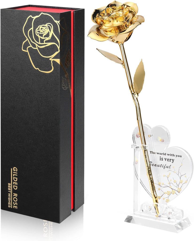 "Exquisite Anthonic 24K Gold Dipped Rose - A Unique and Romantic Gift for Her on Birthdays, Anniversaries, Valentine's Day, and Mother's Day"