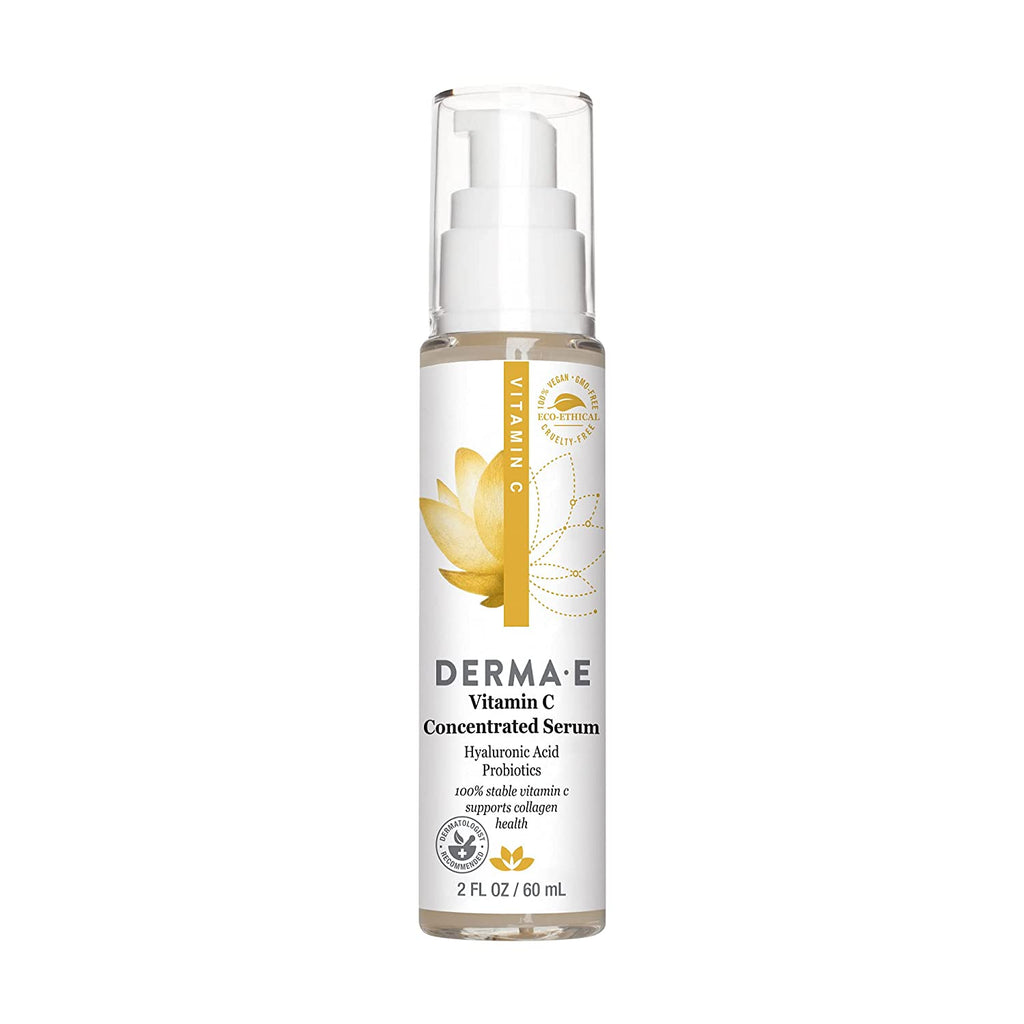 DERMA E Vitamin C Concentrated Serum with Hyaluronic Acid – All Natural, Antioxidant-Rich Concentrated Facial Serum – Firming and Brightening Skin Serum, 2Oz - Free & Fast Delivery