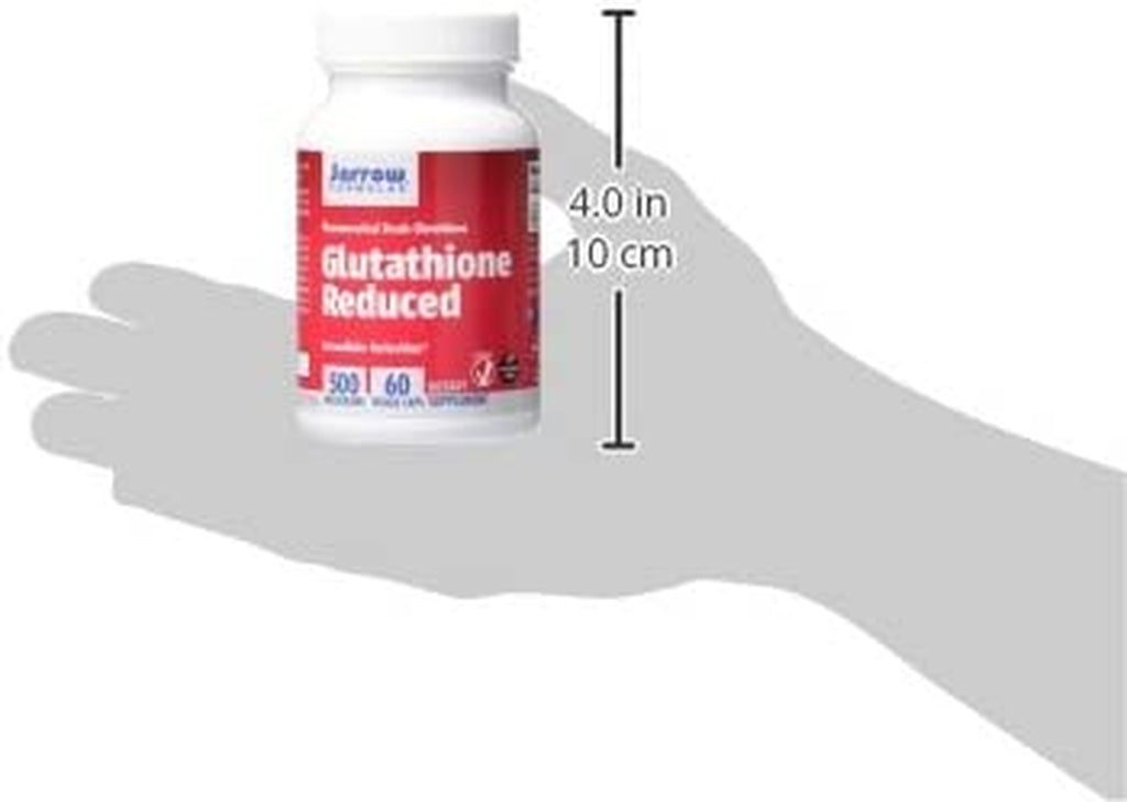 Jarrow Formulas Glutathione Reduced 500 Mg - 60 Veggie Caps - Pharmaceutical Grade Glutathione - Intracellular Antioxidant - Bolsters Regeneration of Vitamin C & E Levels in Body - 60 Servings