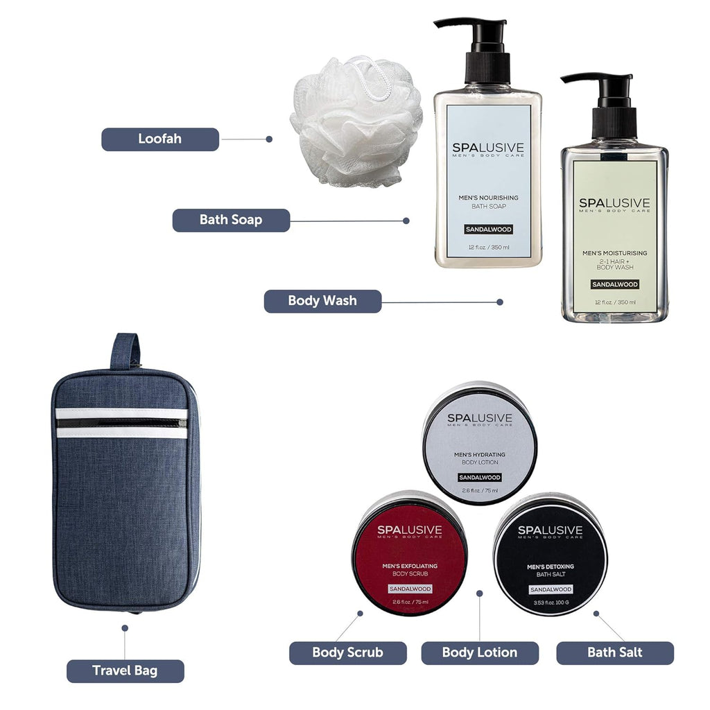 "Ultimate Men's Spa Experience - Exquisite Gift Set for Him - Perfect for Holidays, Birthdays, and Father's Day - Indulge in the Irresistible Scent of Fresh Sandalwood"