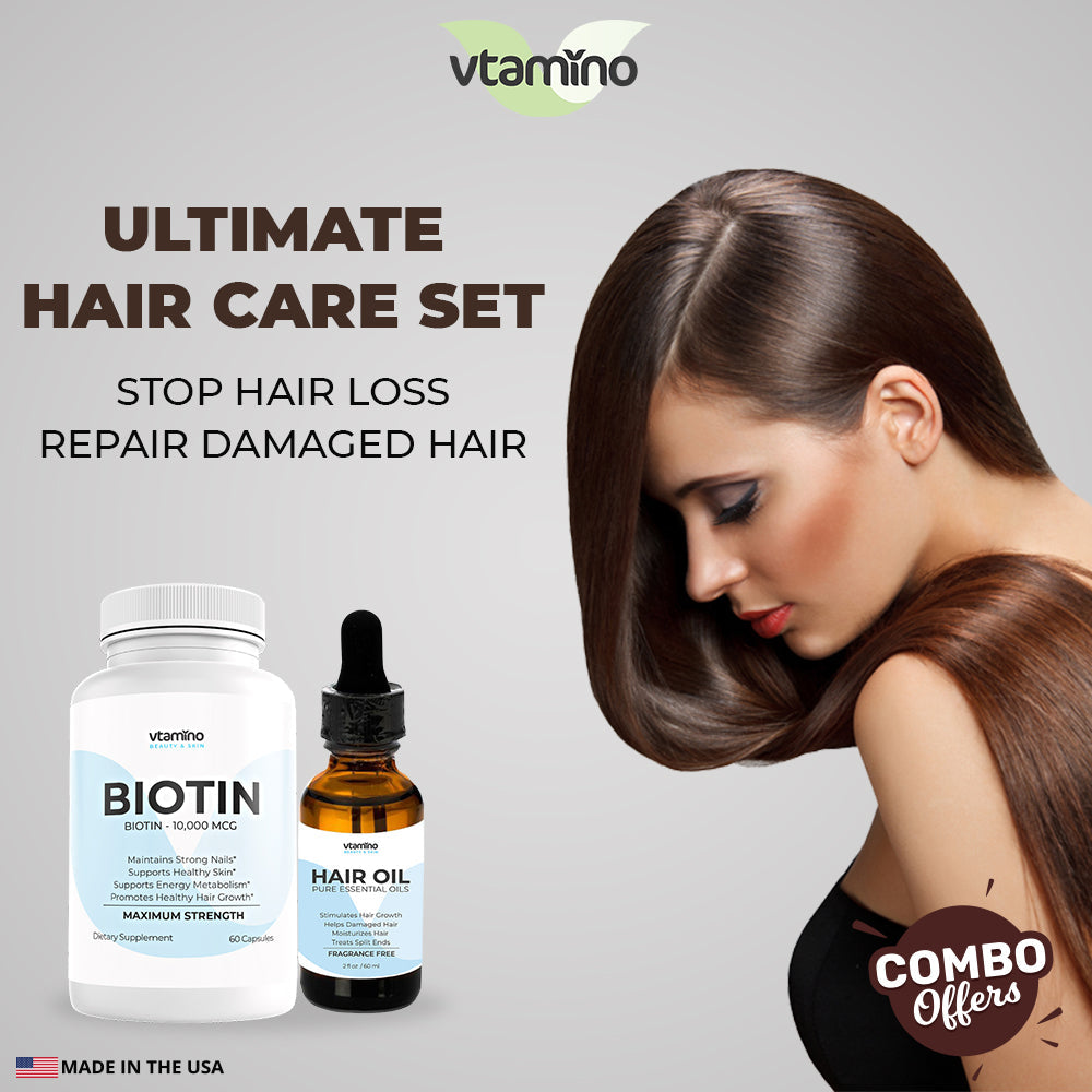 vtamino Hair Growth Regimen of 3 Pieces – Stimulate Hair Growth, Stop Hair Loss & Repair Damaged Hair