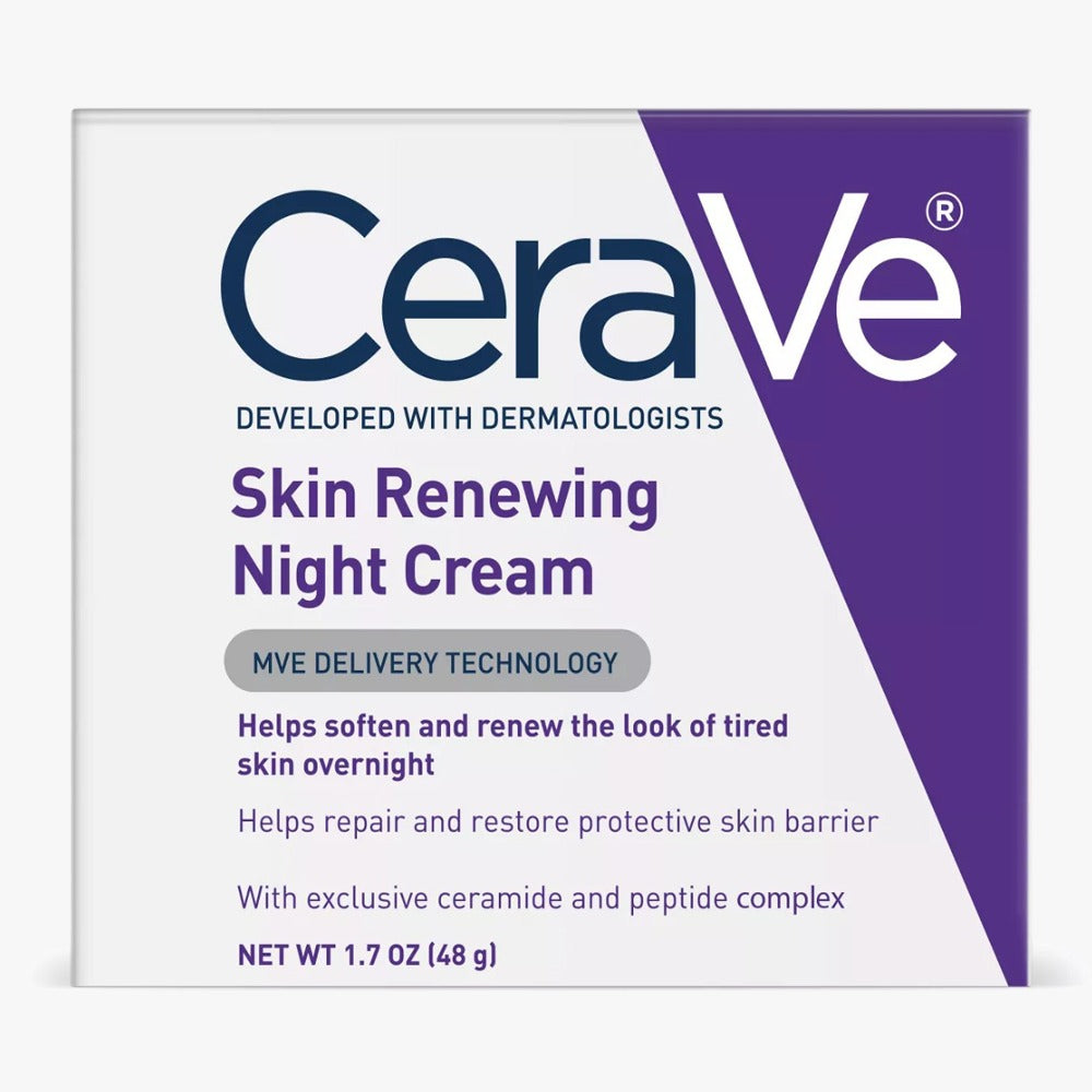 CeraVe Skin Renewing Night Cream, Face Moisturizer with Niacinamide, Peptide Complex, Hyaluronic Acid and Ceramides - 1.7oz/48g