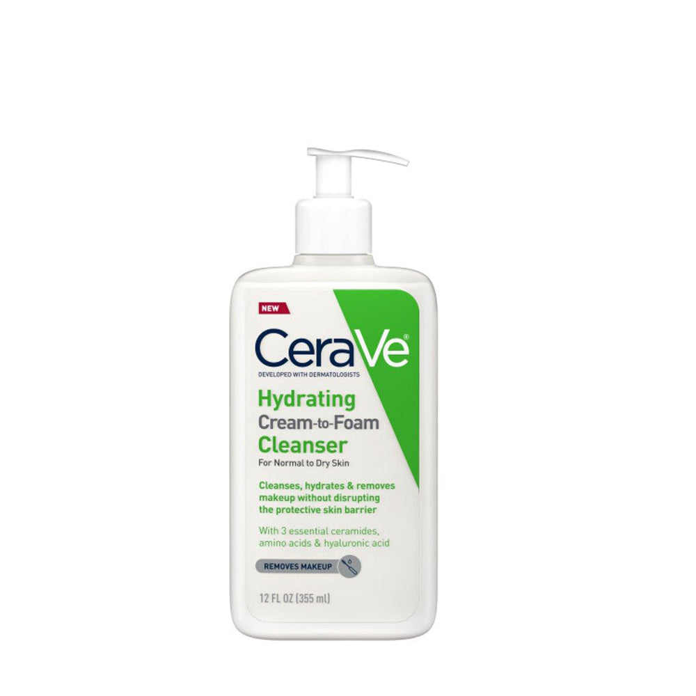 CeraVe Hydrating Cream-to-Foam Cleanser, Makeup Remover & Face Wash, with Hyaluronic 12 fl. oz /354ml