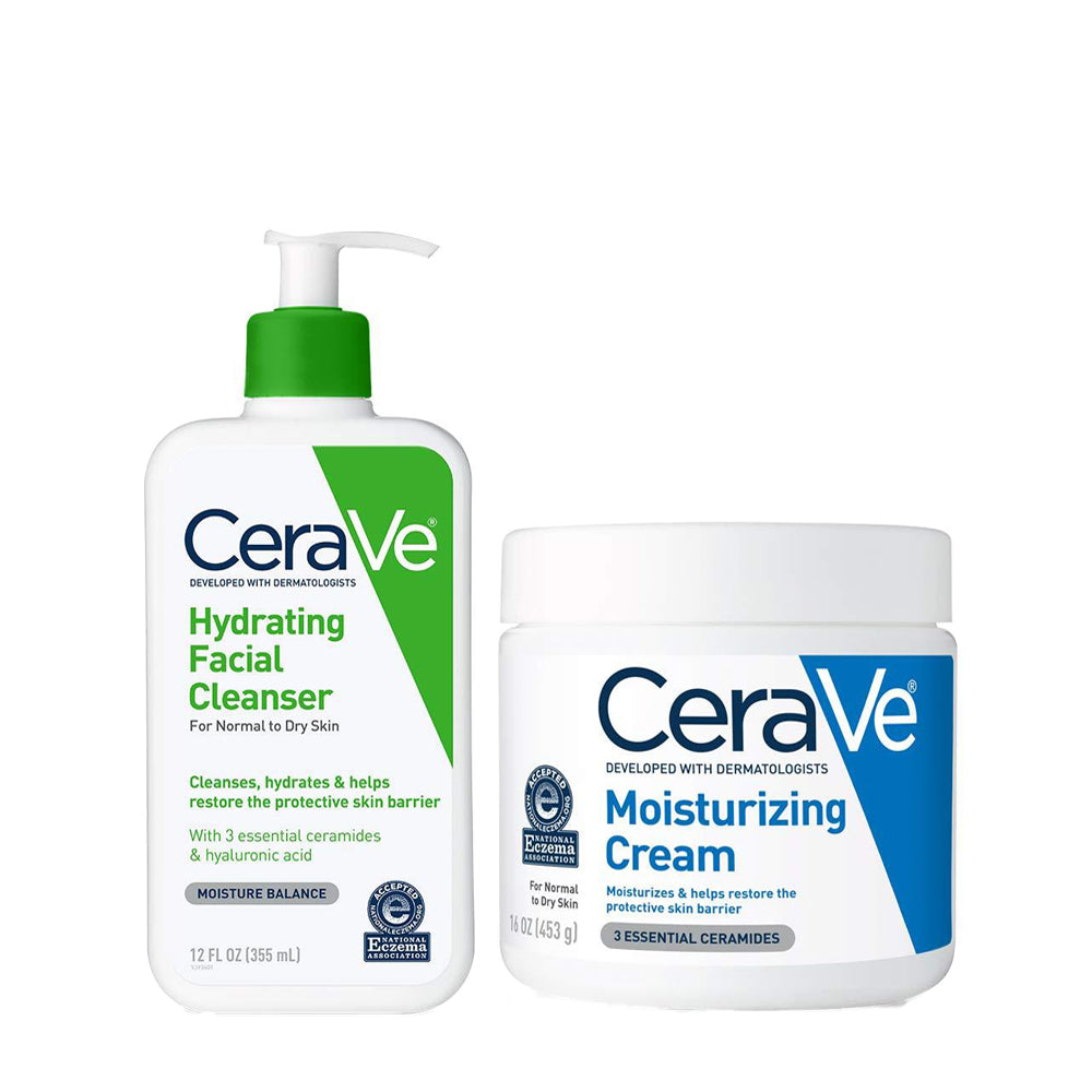CeraVe Daily Skin Care Set for Dry Skin - Moisturizing Cream + Hydrating Facial Cleanser – The Original CeraVe Imported from USA