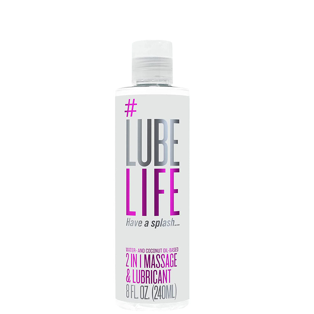 Lubelife 2-In-1 Water and Coconut Oil Based Massage and Lubricant for Men and Women, 8 Ounce