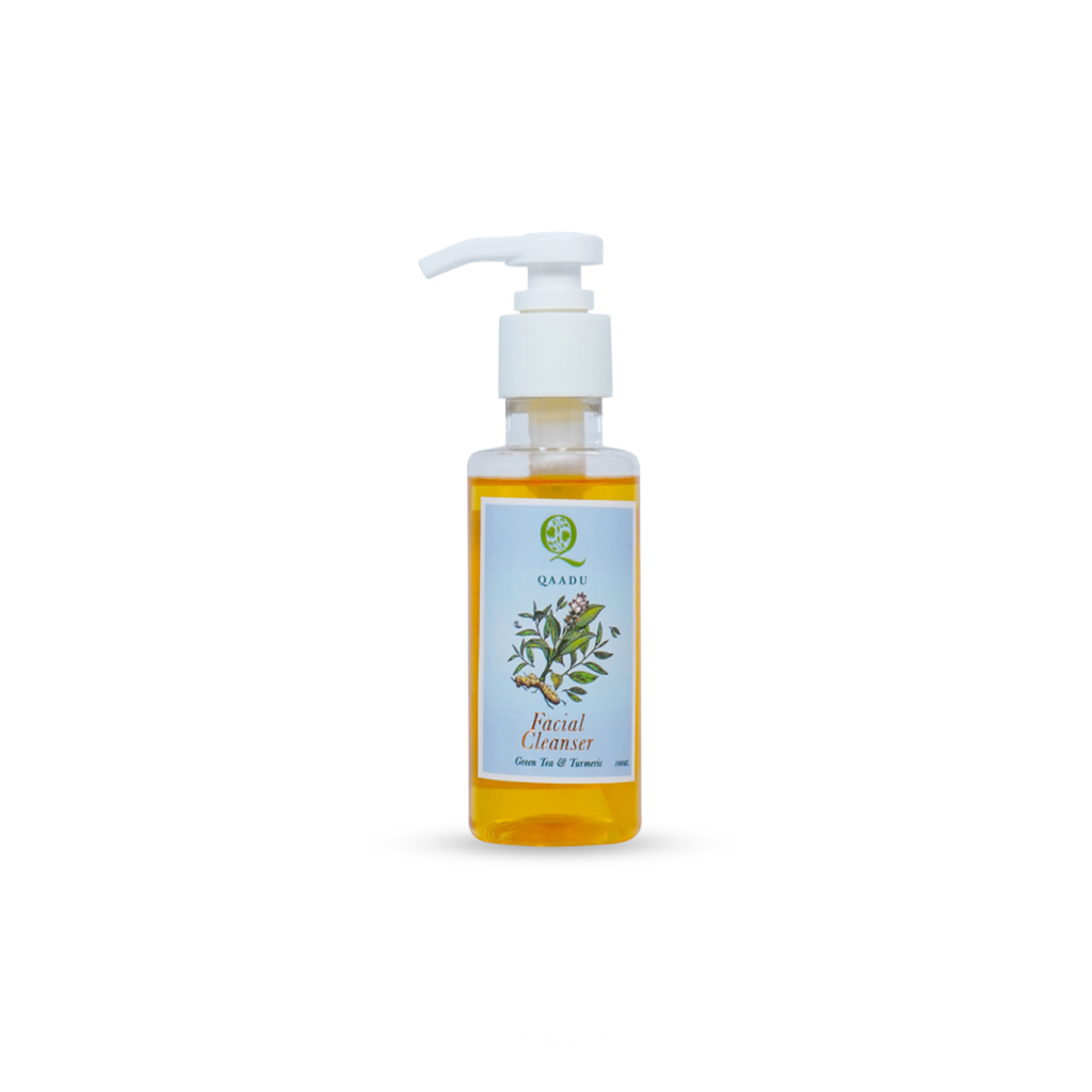 QUAADU Facial Cleanser Made With Natural Ingredients Green Tea & Turmeric-Ideal For Dull, Aging, and Grimy Skin- For Uneven Complexion- Suits All Skin Types- 100 ml