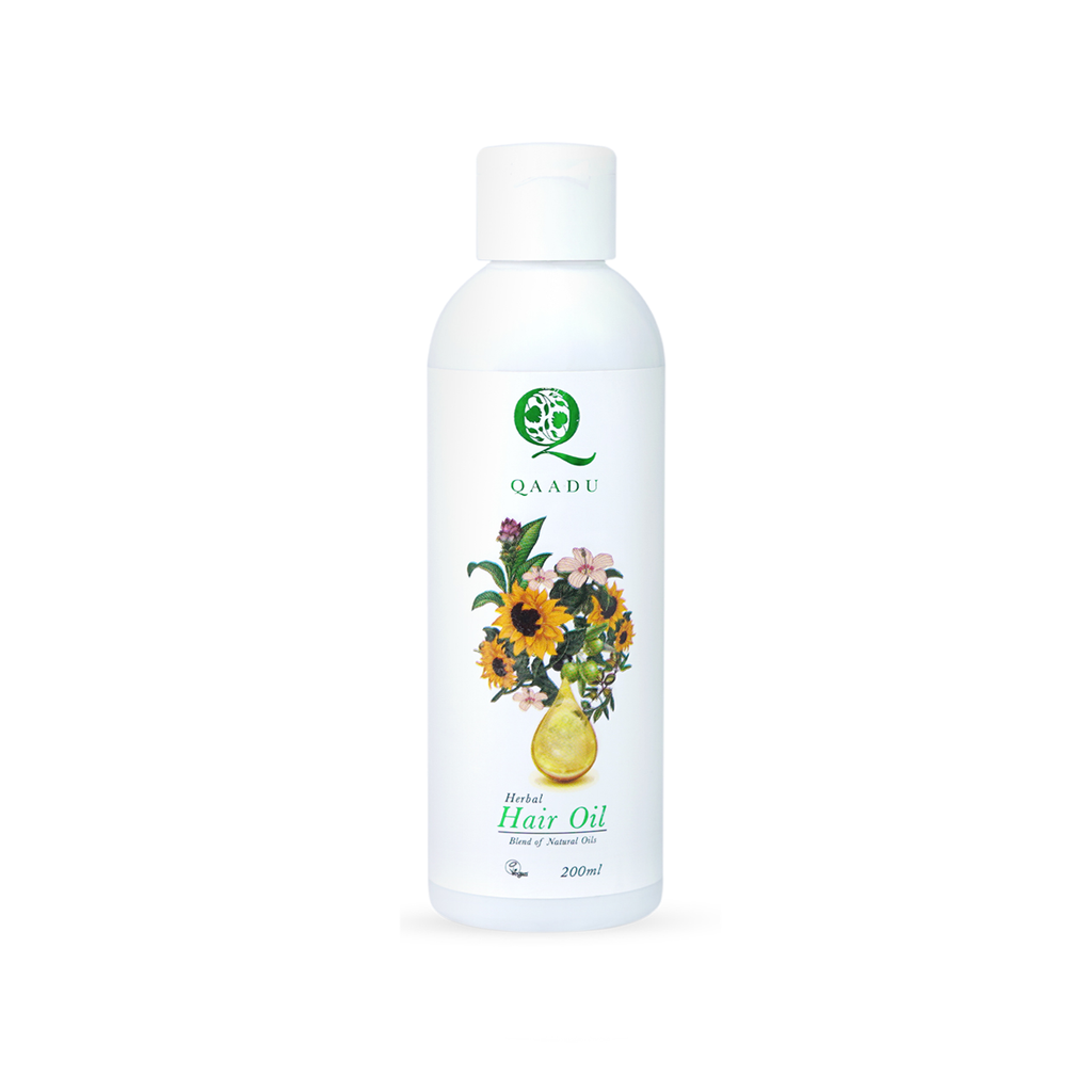 QAADU Herbal Hair Oil- Ideal For Managing Brittle, Breakage-Prone Hair, Premature Greying, and Thinning Hair- Suits All Hair Types- 200ml
