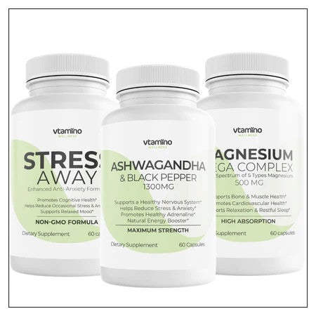 Vtamino Stress & Anxiety Relief Treatment - Vtamino Stress Away + Ashwagandha + Magnesium Mega Complex