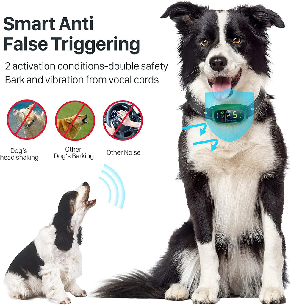 FAFAFROG Bark Collar, Rechargeable Dog Bark Collar with 5 Adjustable Sensitivity and Intensity Beep Vibration Shock