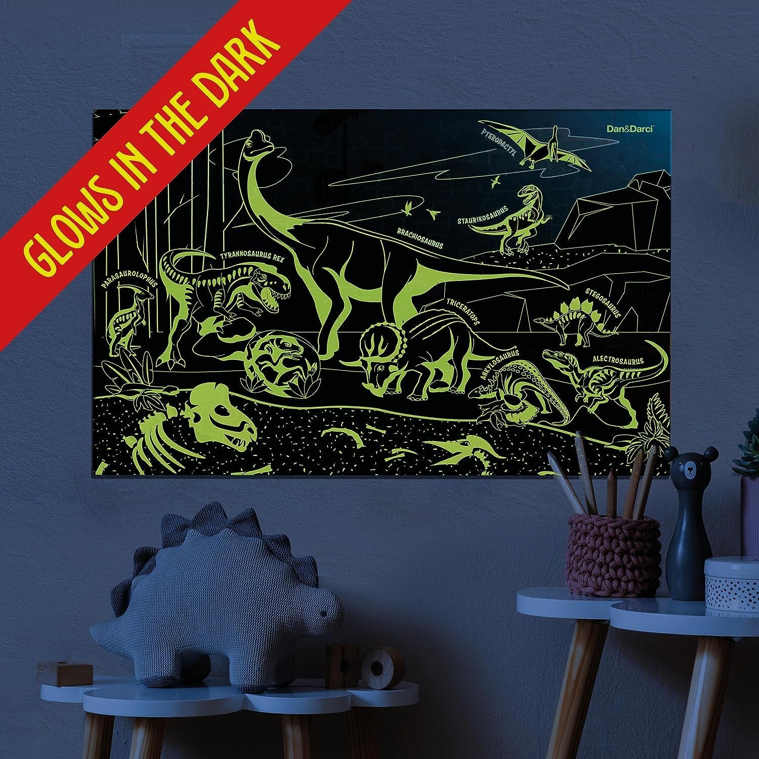 "Magical Glow in the Dark Dinosaur Puzzle - Exciting Jigsaw Toy for Adventurous Boys and Girls - Perfect Christmas or Birthday Gift for Curious Kids Ages 3-8 - Unleash the Prehistoric Fun!"